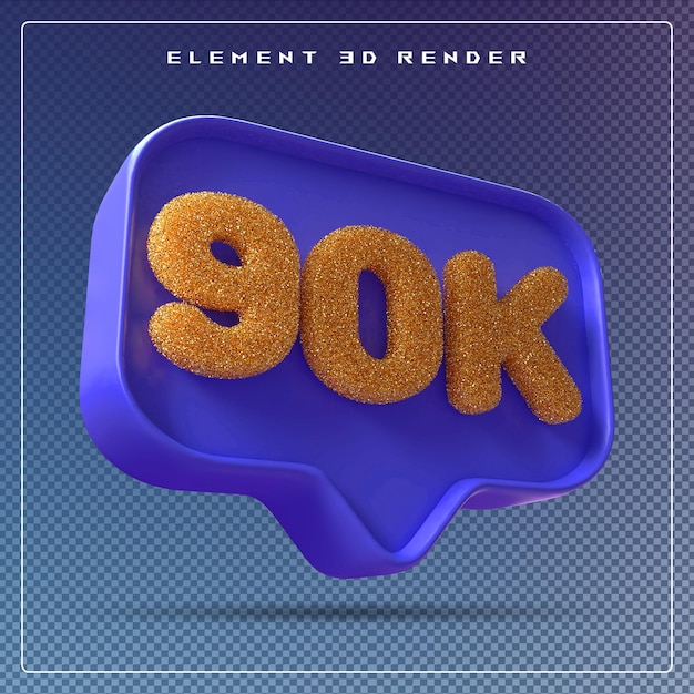 90K seguidores número azul suscribirse icono 3d