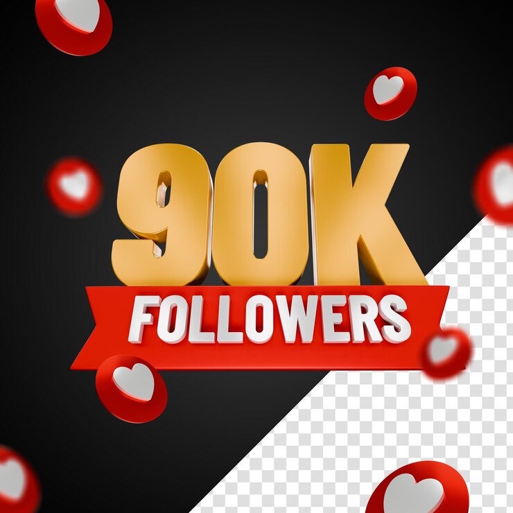 PSD 90k seguidores en las redes sociales plantilla diseño póster