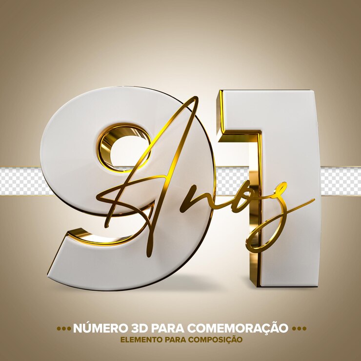 PSD 91 años conmemoración número 3d blanco y oro