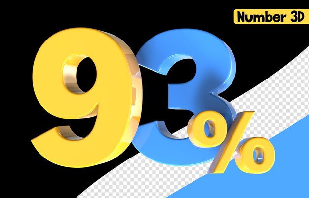 93 numéro jaune avec rendu 3d bleu