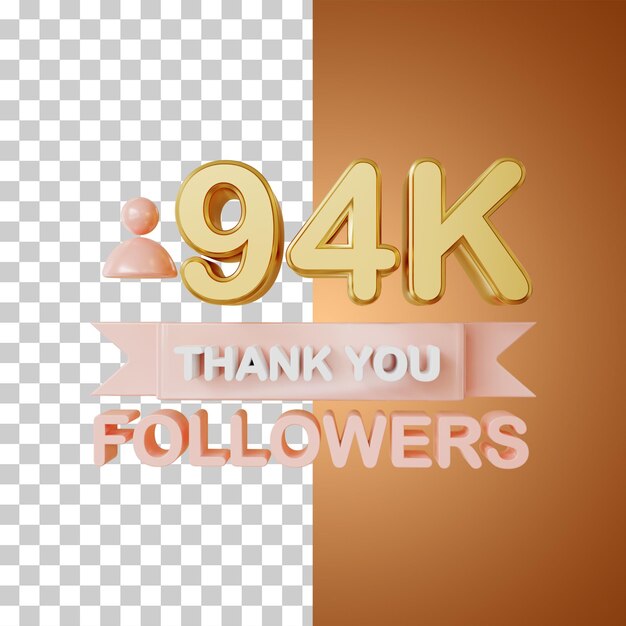94.000 Follower Gold 3D-Rendering