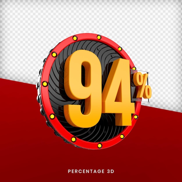 94 Porcentaje 3d render premium psd