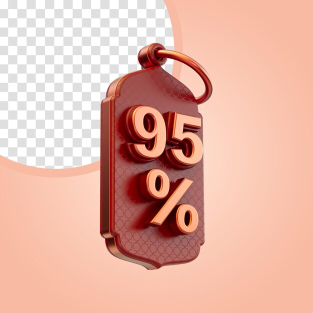 95 por ciento de descuento icono de etiqueta 3d render concepto ramadán y eid compras en línea promoción de oferta de venta