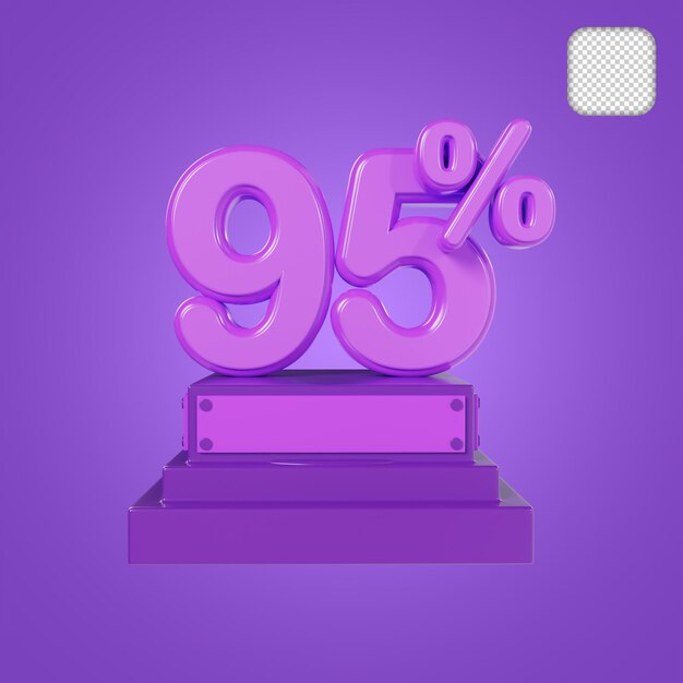 95 por ciento de descuento en el precio de descuento ilustración 3d