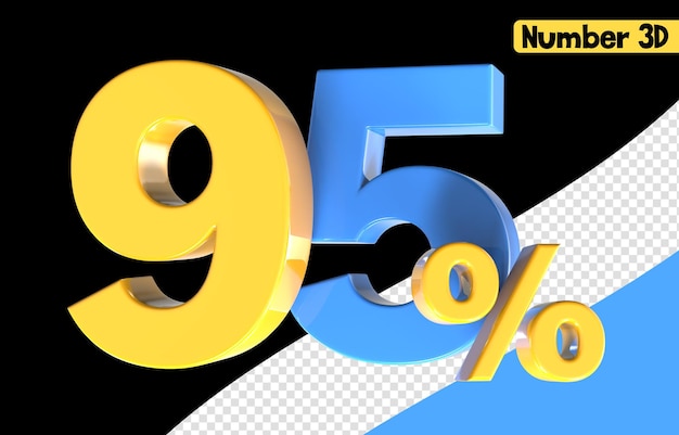 95 numéro jaune avec rendu 3d bleu