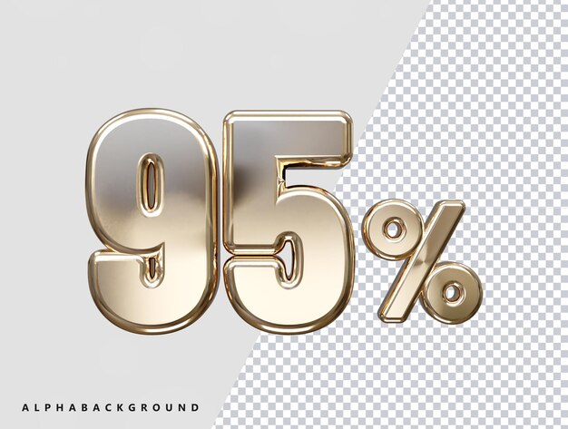 95 per cento di sconto sull'effetto di testo vettoriale 3D rendering oro