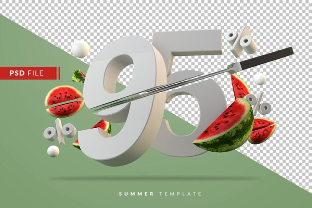 95 per cento e rendering di frutta anguria a fette