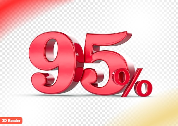 95 Prozent 3D-Rendering-Rabatt auf rotes Metall
