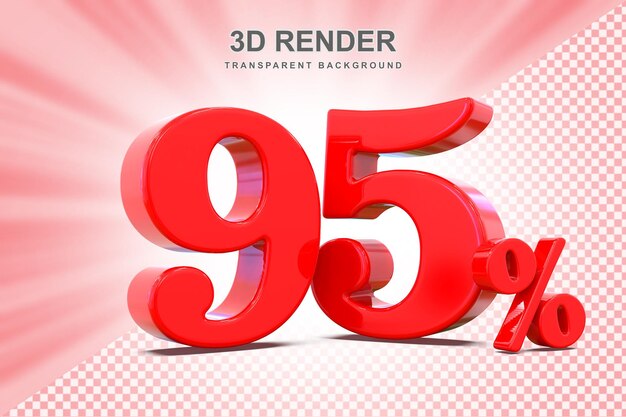95 Prozent rotes Angebot in 3D