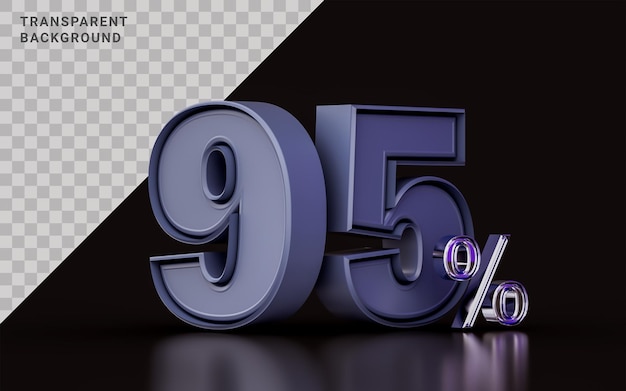 95% de réduction offre un effet métallique sur fond sombre illustration 3d pour le marketing commercial