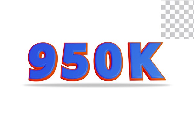 950k follower 3d rendering texts effect