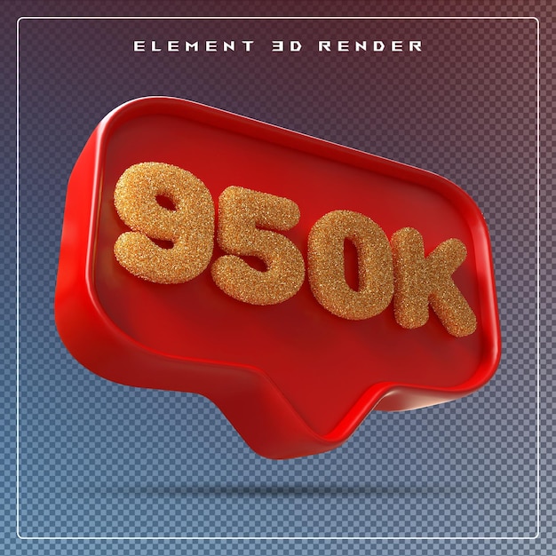 950k follower numero rosso abbonarsi icona 3d