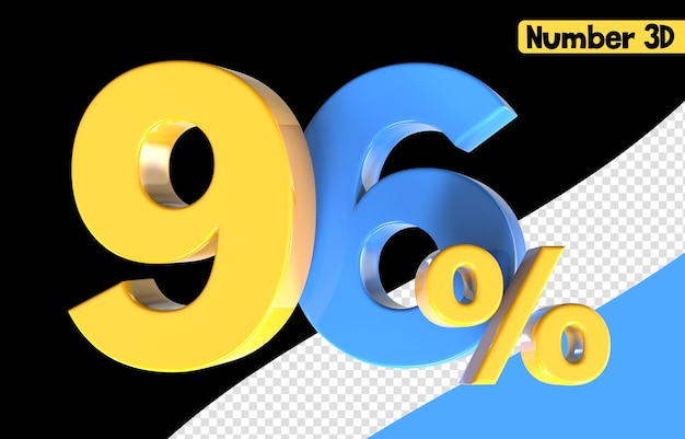 96 Nummer gelb mit blauem 3D-Rendering
