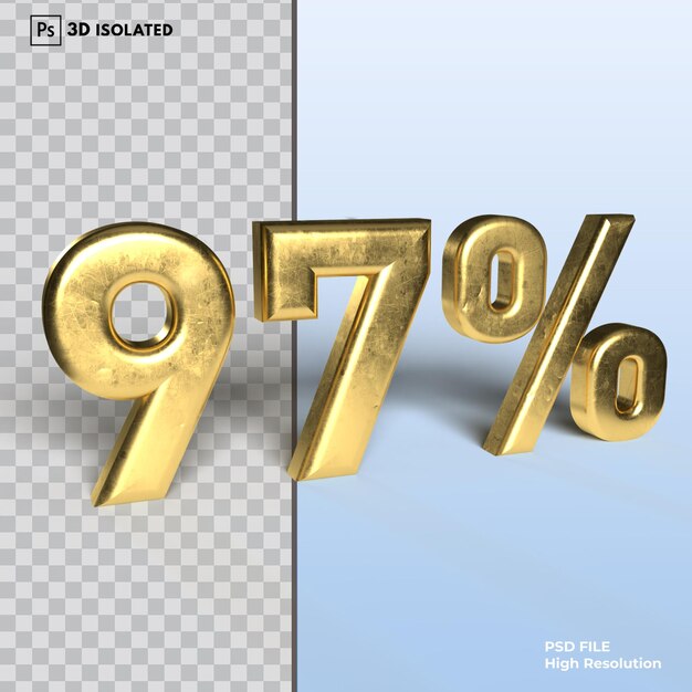 97 número de descuento Porcentaje 3d renderizado aislado sobre fondo transparente PSD