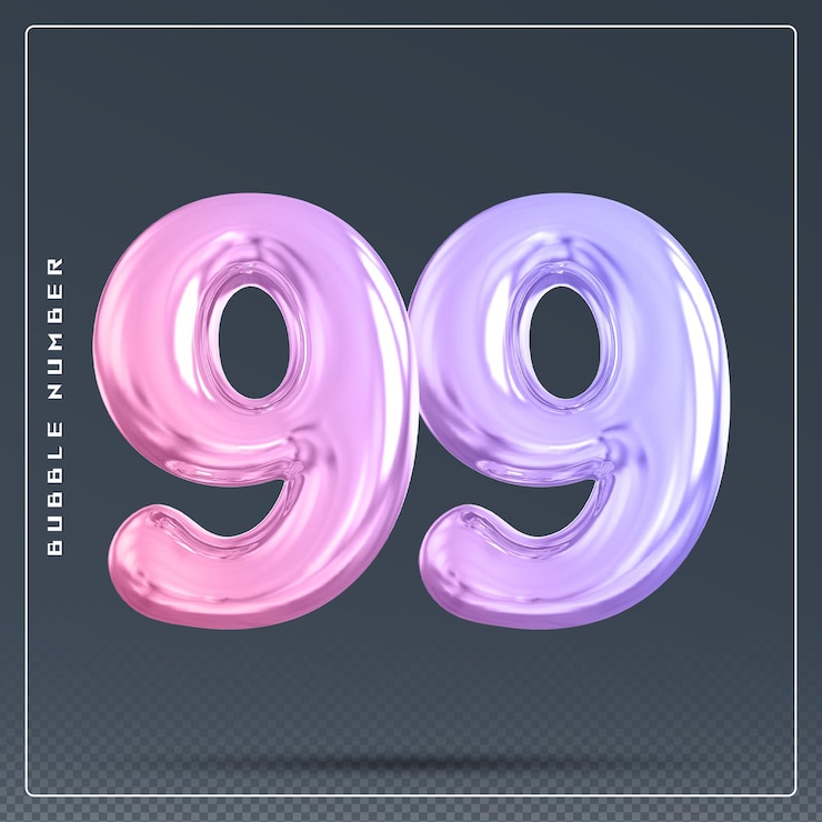PSD 99 número de bolha gradiente renderização 3d