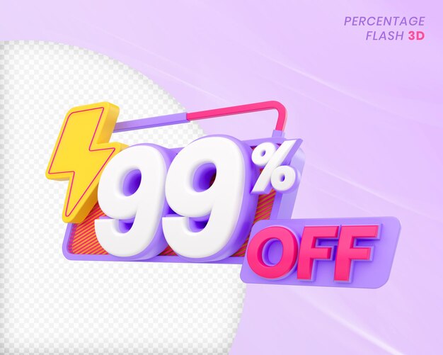 99 prozent rabatt mit flash-element 3d render premium psd