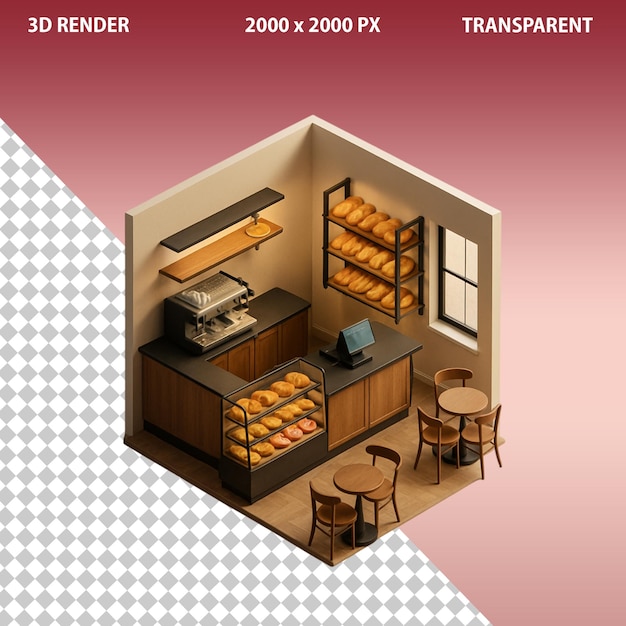 A 3d cake bakery on transparent background