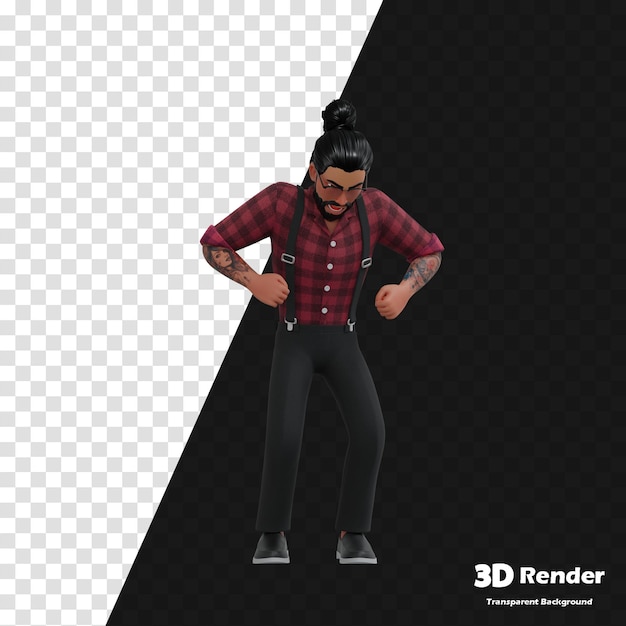 a 3d illustration of a man in a red shirt and black pants