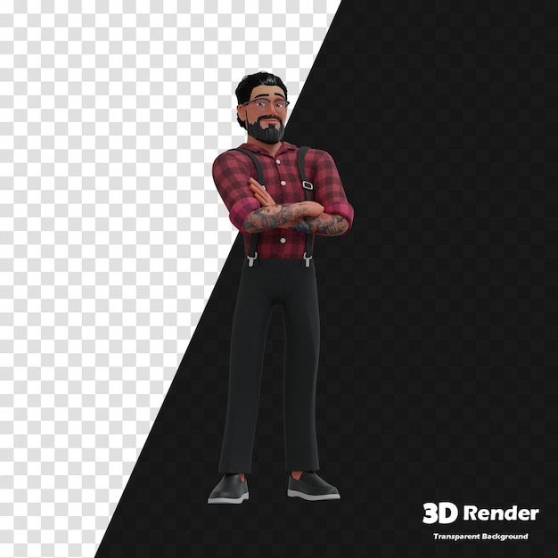 a 3d model of a 3d man with his arms crossed