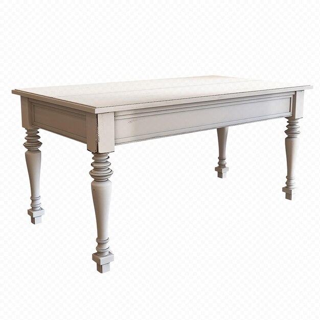 a 3d rectangular table with four legs and a smooth surface on transparent background