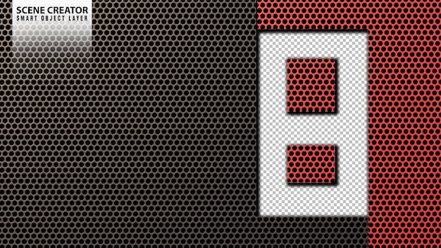 A 3d rendering image of number 8 which made from black and red steel mesh plate