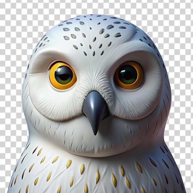PSD a 3d snowy owl on transparent background