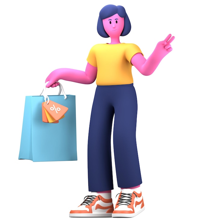 PSD a atividade de compras da menina posa criativa