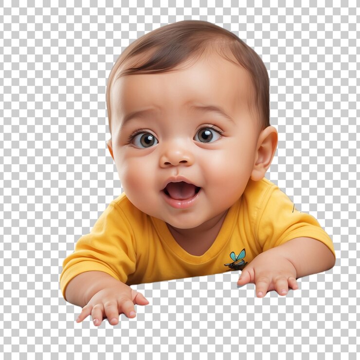PSD a baby with a butterfly on its head