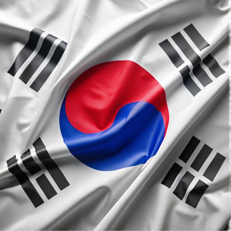 PSD a bandeira nacional da coreia do sul a agitar.