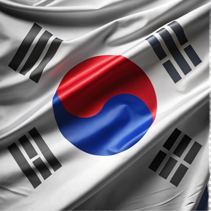 PSD a bandeira nacional da coreia do sul a agitar.