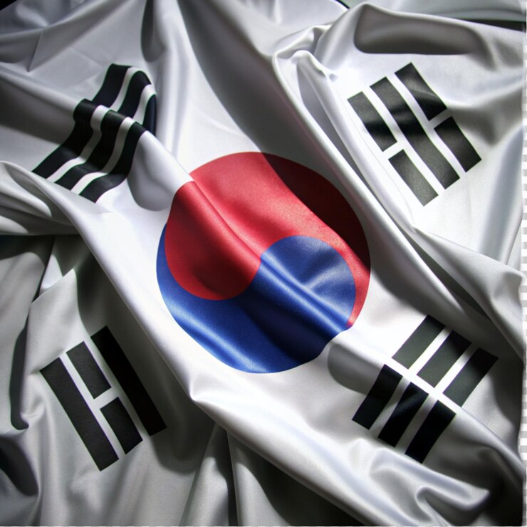 PSD a bandeira nacional da coreia do sul a agitar.