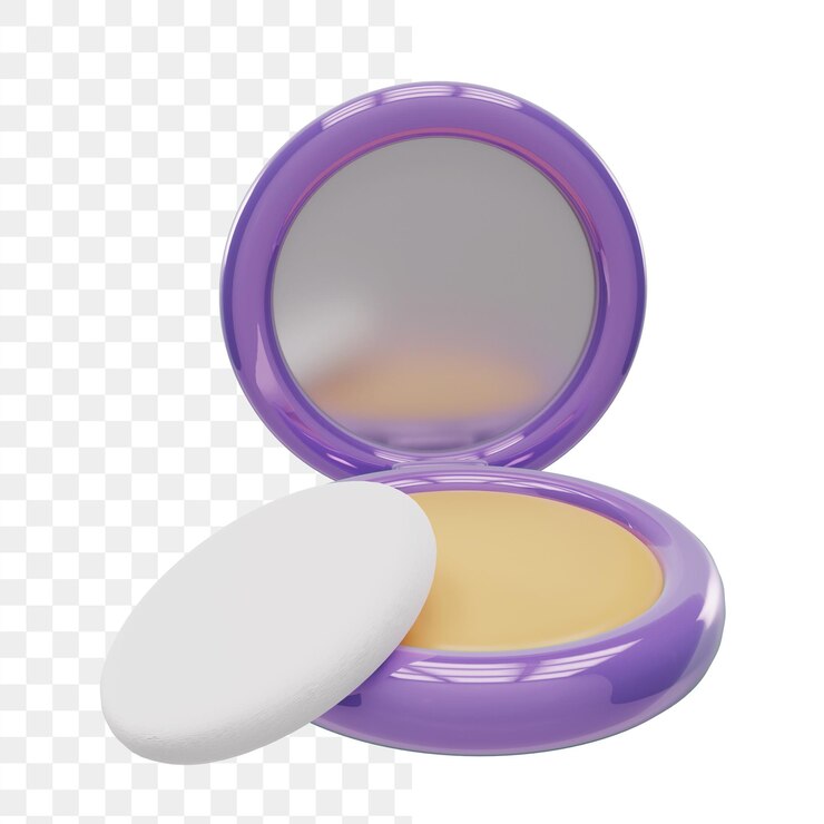 A base compacta do pó compõe o fundo alfa cosmético da renderização 3D