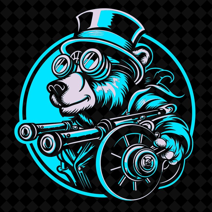 PSD a bear with a hat and a hat on it