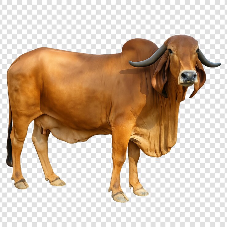 PSD a beautiful brown cow with horns