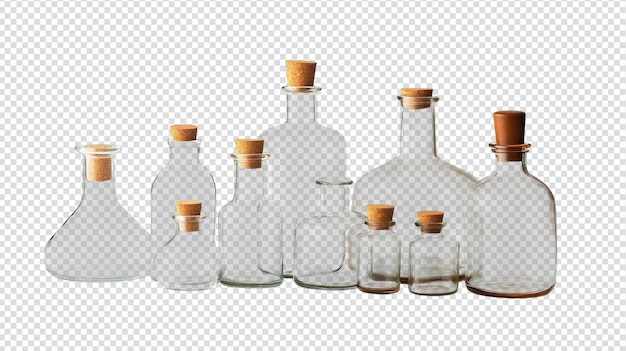a beautiful collection of vintage glass bottles with corks perfect for home decor photography props or craft projects