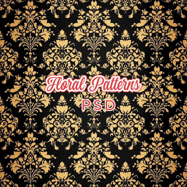 PSD a beautiful pattern of gold flowers and swirls on dark teal velvet luxurious rich colors rich tone