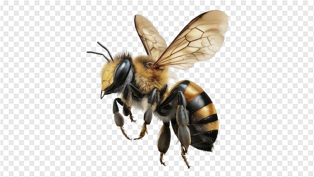 PSD a bee with a black nose and a yellow body