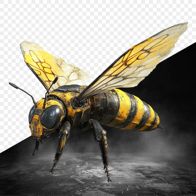 a bee with a yellow wings and a black background with a black background