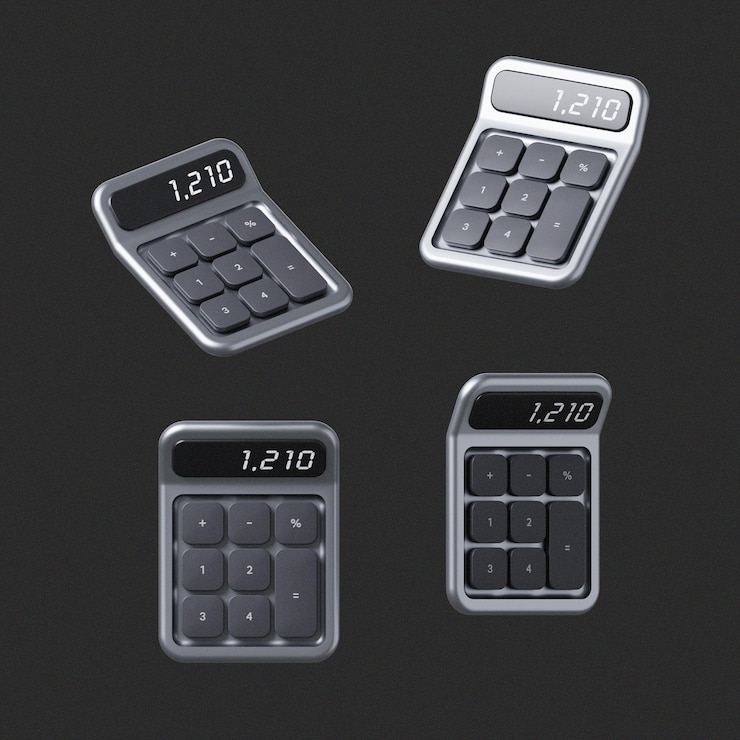PSD a black and silver calculator with the time is 10 00