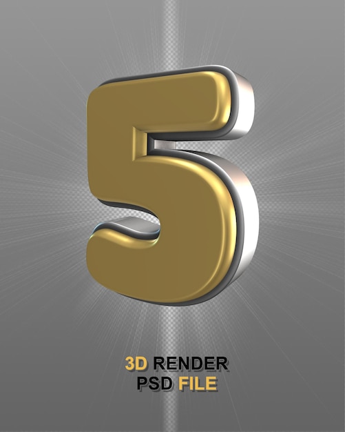 a black and silver poster with a gold number 5 on it