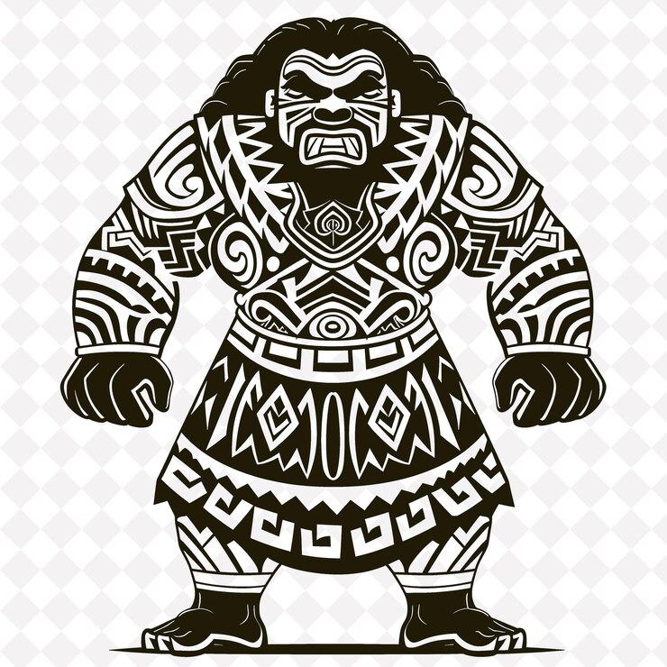 PSD a black and white drawing of a gorilla with a tribal pattern on it