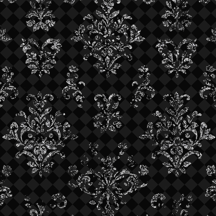 PSD a black and white wallpaper with a pattern of silver and white flowers