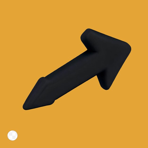 A black arrow with a white coin in the middle.