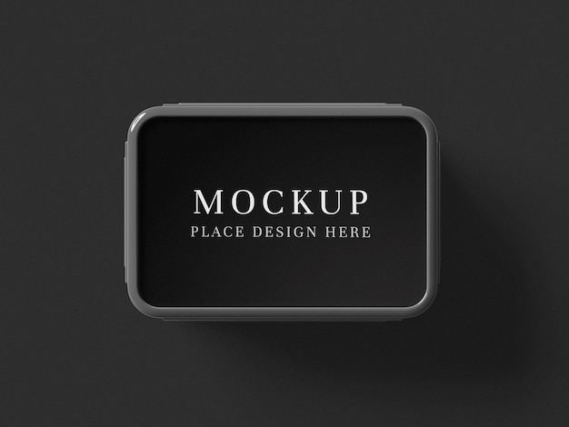 a black box top view mockup design
