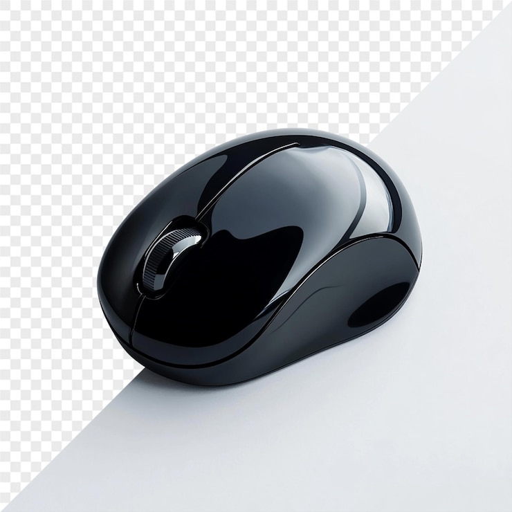 PSD a black mouse is on a white surface with a black circle on it