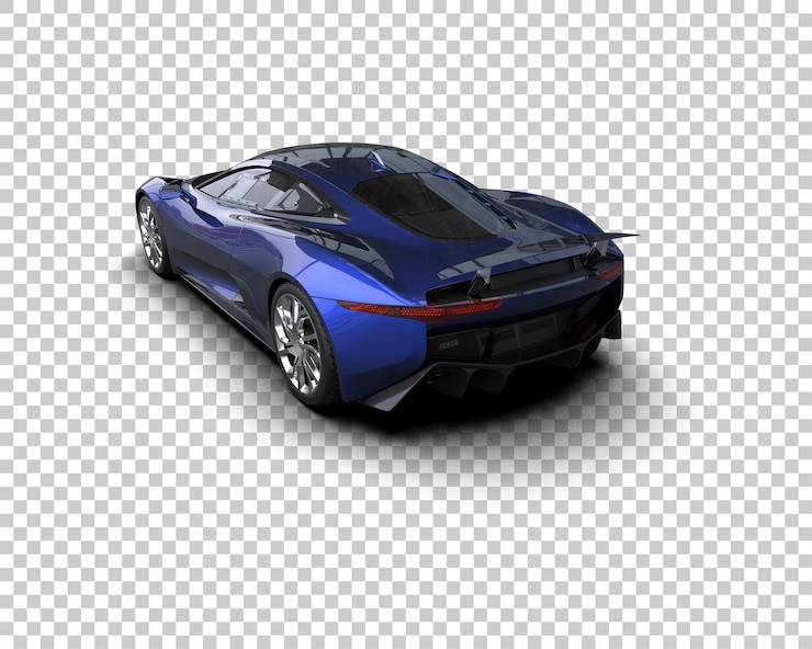 PSD a blue and black bmw sports car with a black roof
