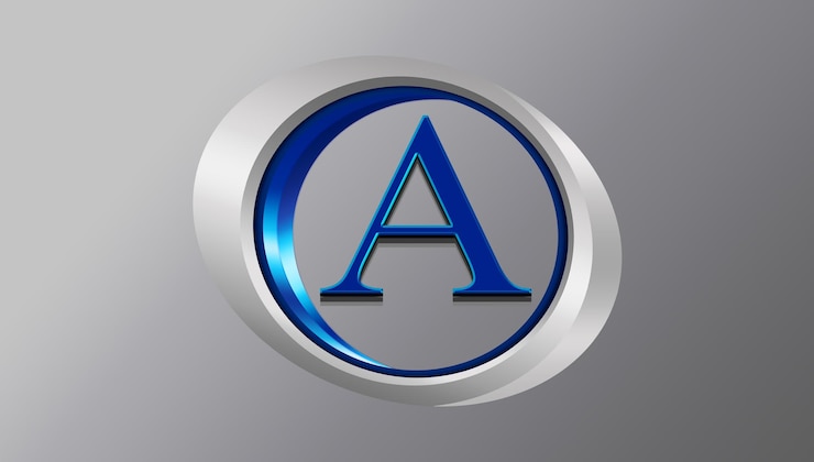 PSD a blue and silver logo that says a on it