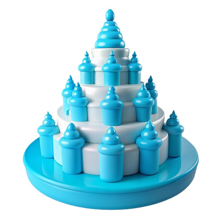 PSD a blue and white lego cake with a white top that says quot blue quot