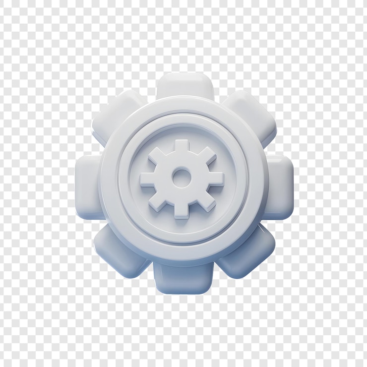 PSD a blue and white metal object with the gears on it