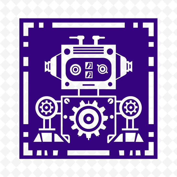 PSD a blue and white robot with a blue background with a blue background